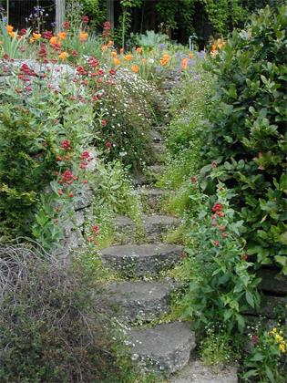 Recycled concrete steps.